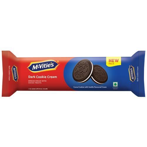 McVitie's Dark Cookie Cream Biscuit - Vanilla, 112g