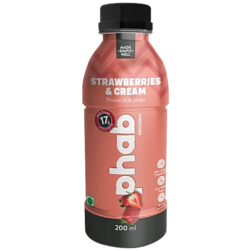 Phab Protein Milkshake - Strawberries & Cream, 200ml