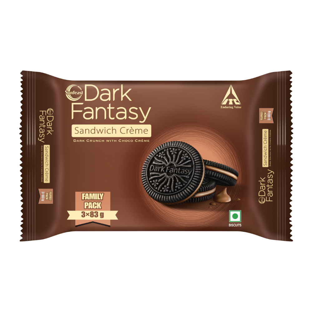 Sunfeast Dark Fantasy Sandwich Cream Biscuit - Choco Creme, 249g (83g x 3pcs)