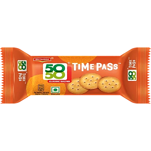 Britannia 50-50 Timepass Salted Biscuits, 39g