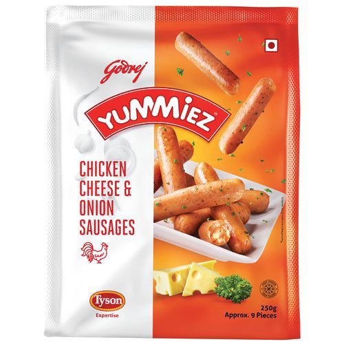 Godrej Yummiez Chicken Sausages - Cheese & Onion, 250g