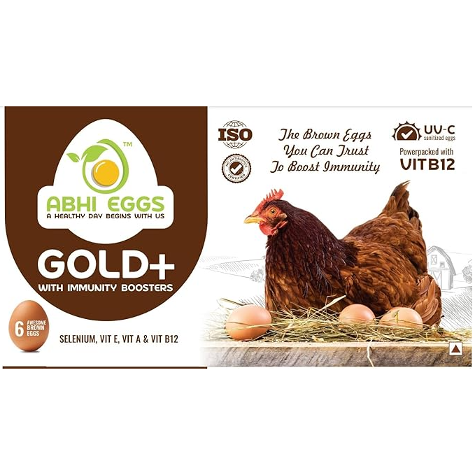 Abhi Eggs Gold+ Hen Brown Eggs, 6pc
