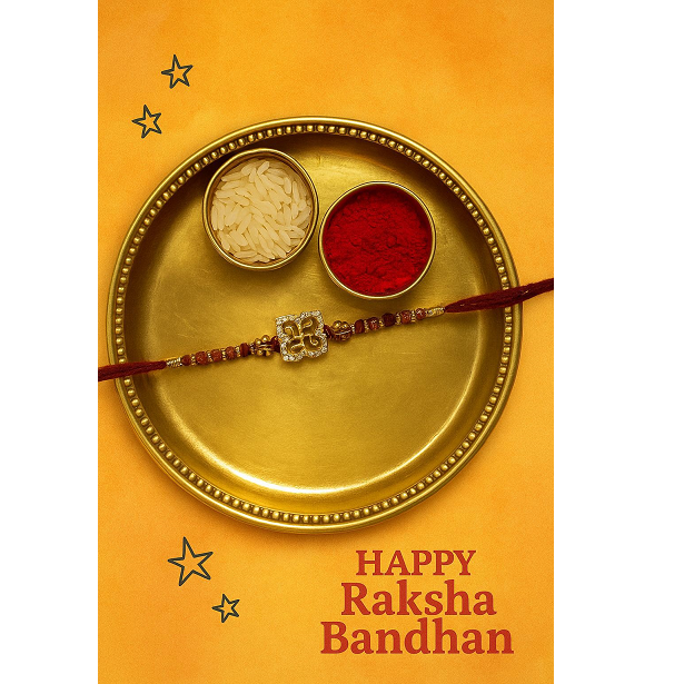 Beaded Rakhi - Swastik, 1pc