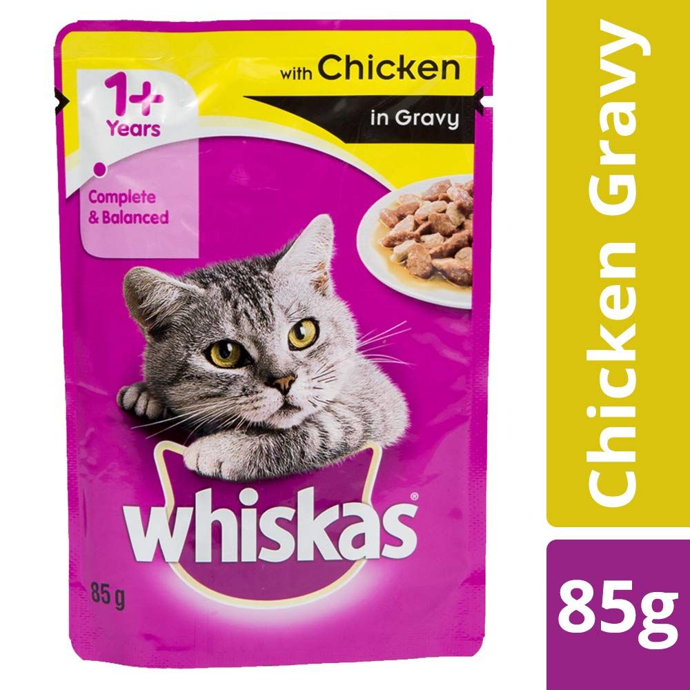 Whiskas Adult +1 year Wet Cat Food Chicken in Gravy, 85g
