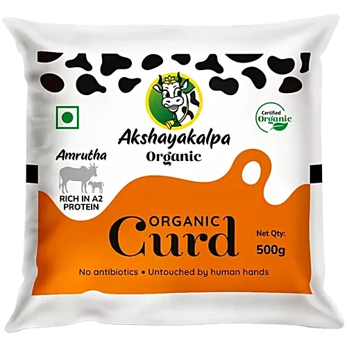 Akshayakalpa Amrutha Organic A2 Curd Pouch, 500g