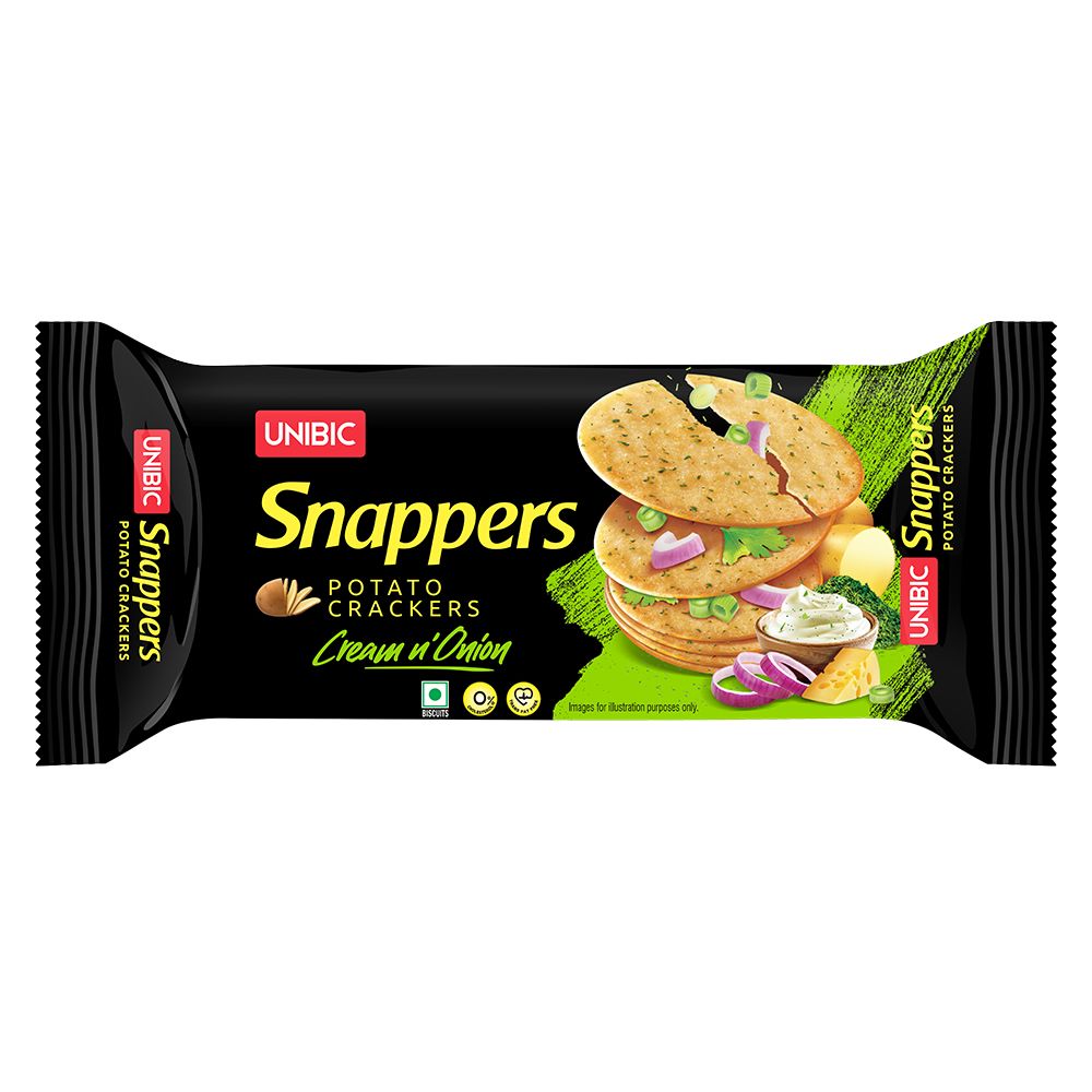 Unibic Snappers Potato Crackers - Cream & Onion, 75g