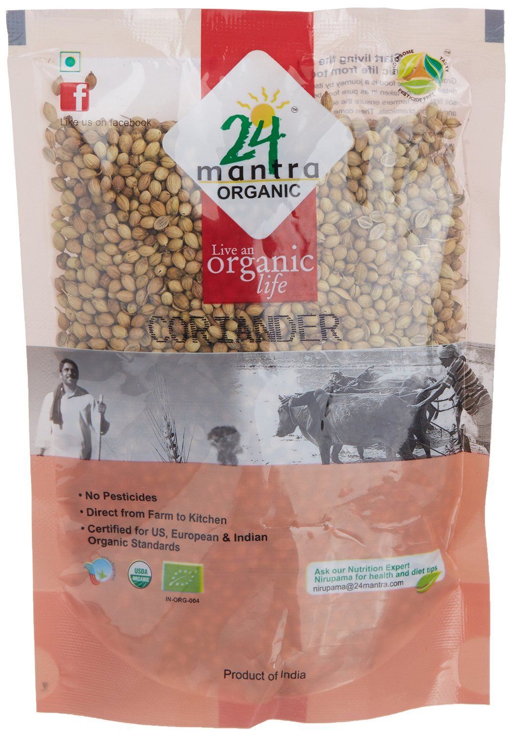 24 Mantra Organic Whole Spice - Coriander, 100g