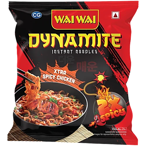Wai Wai Xtra Spicy Chicken Instant Noodles Pouch - Dynamite, 100g
