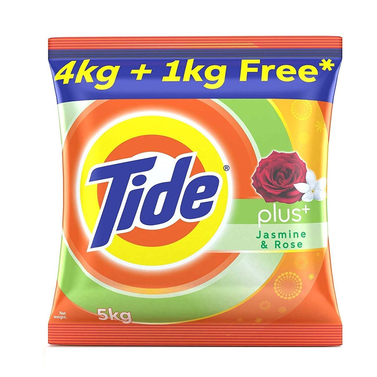 Tide Detergent Powder, 4kg + 1kg Free