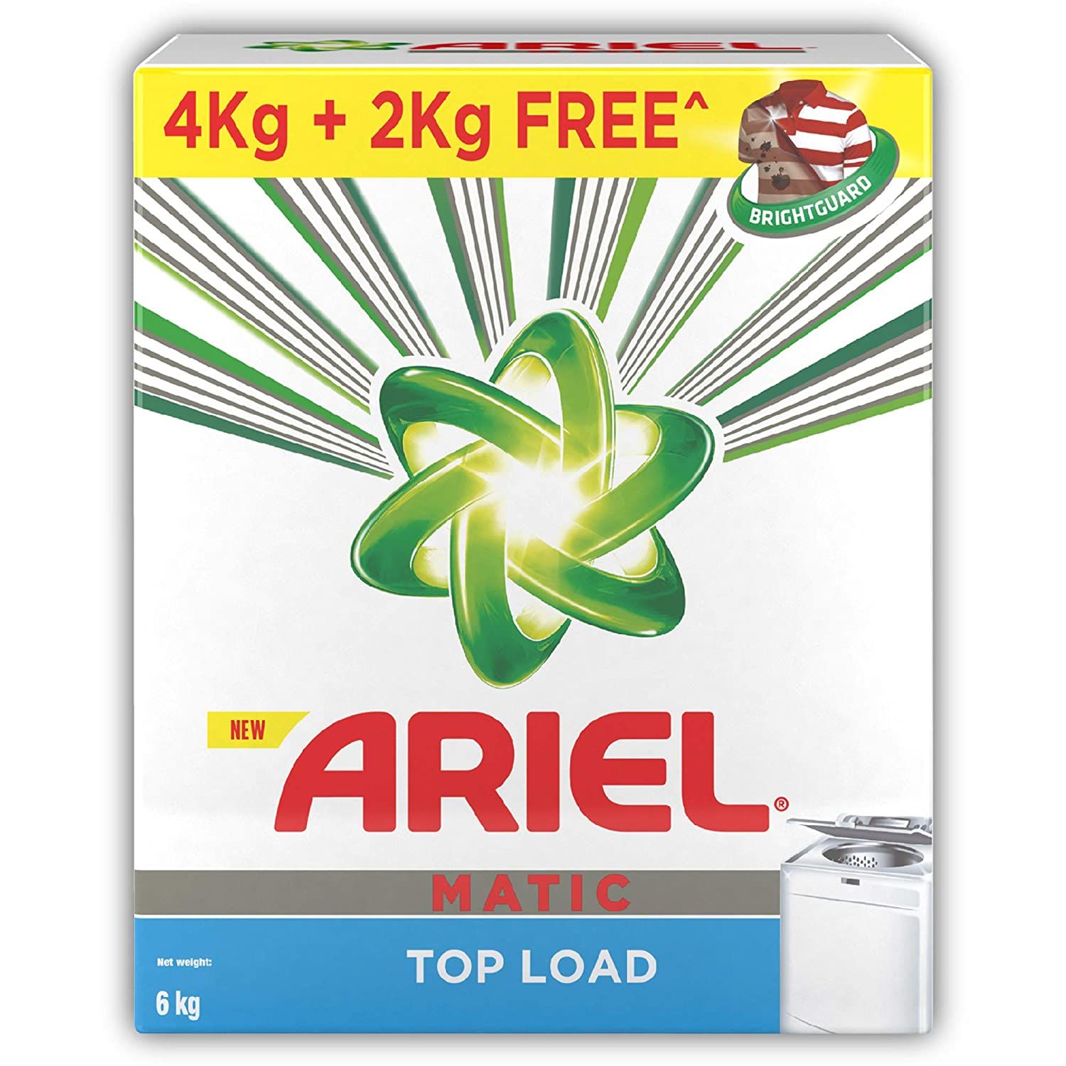 Ariel Matic Detergent Powder Carton - Top Load, 4kg (Extra 2kg Free)