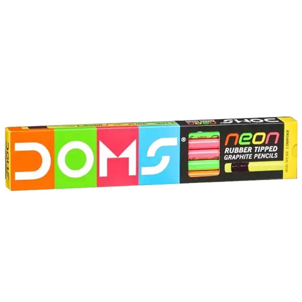 Doms Neon Rubber Tipped Graphite Pencil Box, 10pcs (7940)