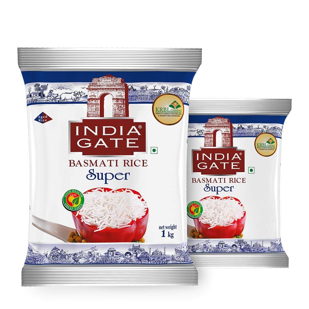 India Gate Basmati Rice - Super, 1kg+250g Free