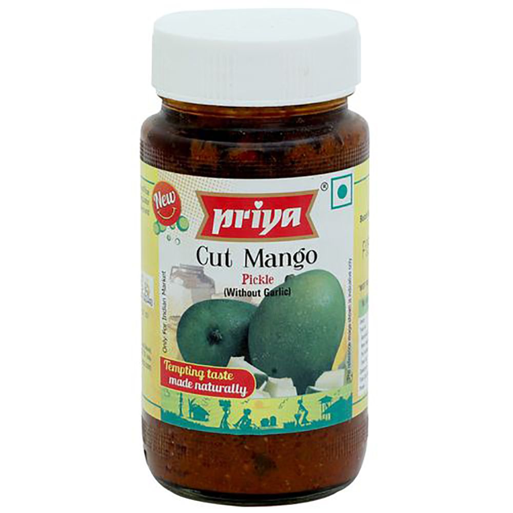 Priya Pickle Glass Bottle - Cut Mango without Garlic, 300g