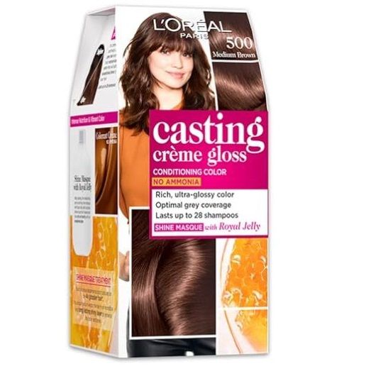 Loreal Paris Casting Creme Gloss Hair Color - 500 Medium Brown, 87.5g + 72ml