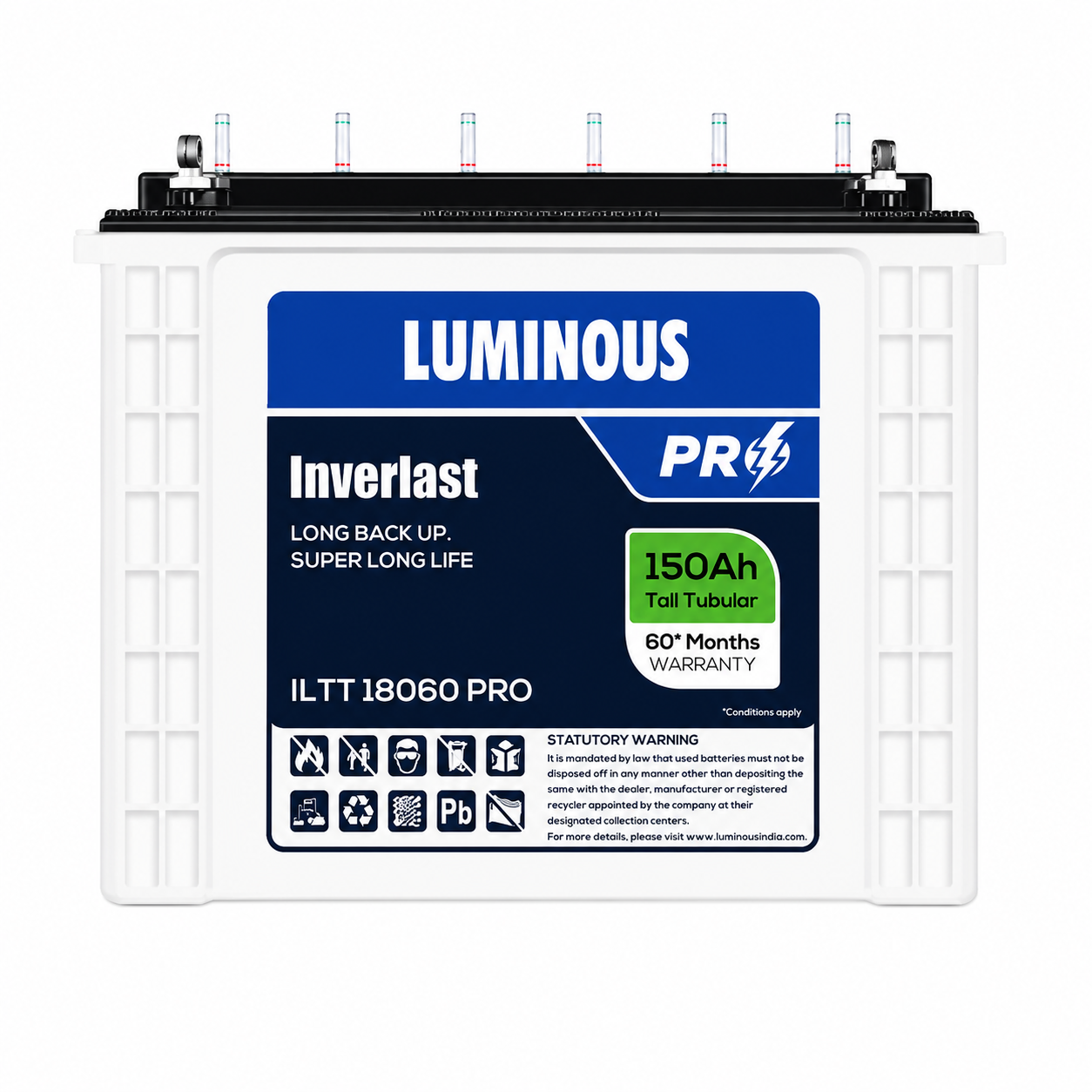 Luminous | Inverlast ILTT 18060 PRO | Tall Tubular Inverter Battery (150AH)