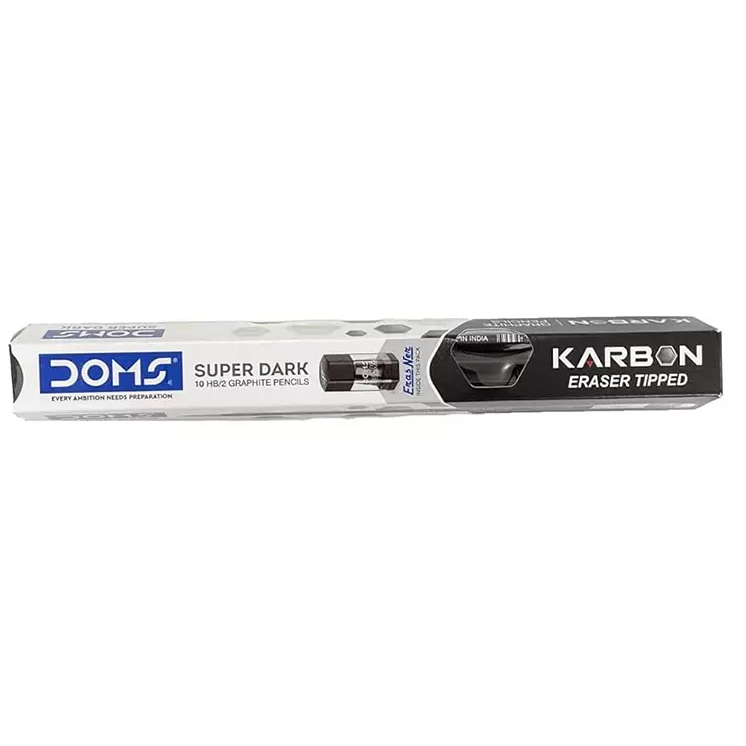 Doms Karbon Eraser Tipped Graphite Pencil Box, 10pcs