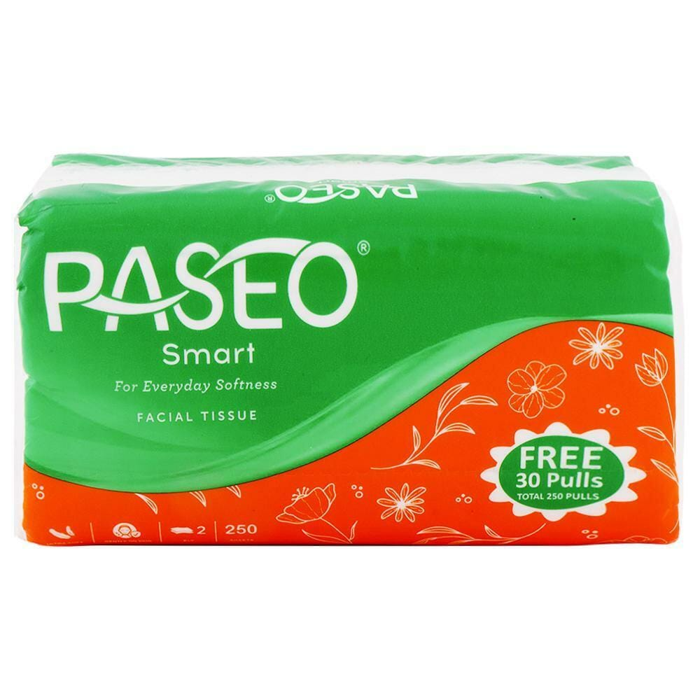 Paseo Smart 2 Ply Facial Tissue, 220 + 30 Pulls (18 X 20cm)
