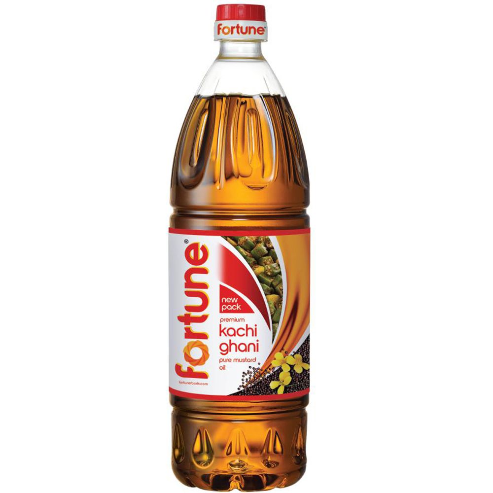 Fortune Kachi Ghani Pure Mustard Oil PET Bottle, 455g