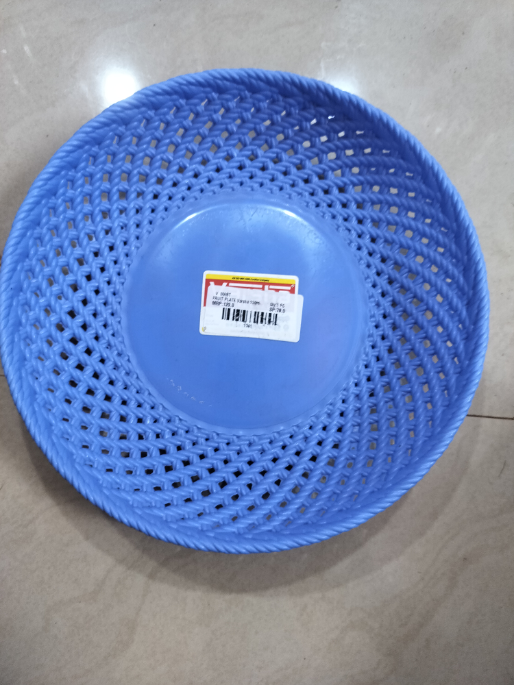Round Plastic Mesh Fruit Bowl  - Blue, 1pc