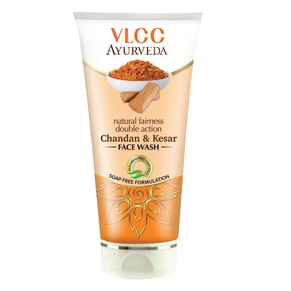 VLCC Ayurveda Natural Fairness Double Action Face Wash - Chandan & Kesar, 100ml
