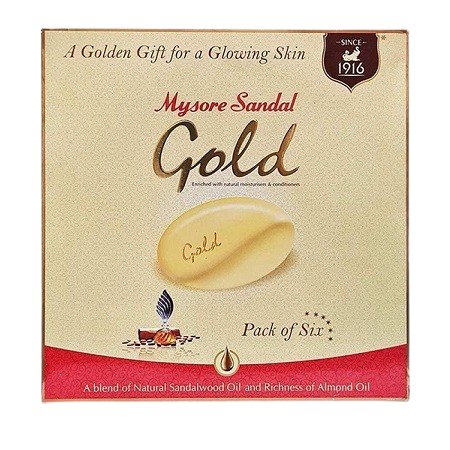Mysore Sandal Soap - Gold Sixer, 125g (Set of 6)