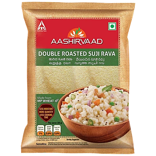 Aashirvaad Double Roasted Suji Rava Pouch, 1kg