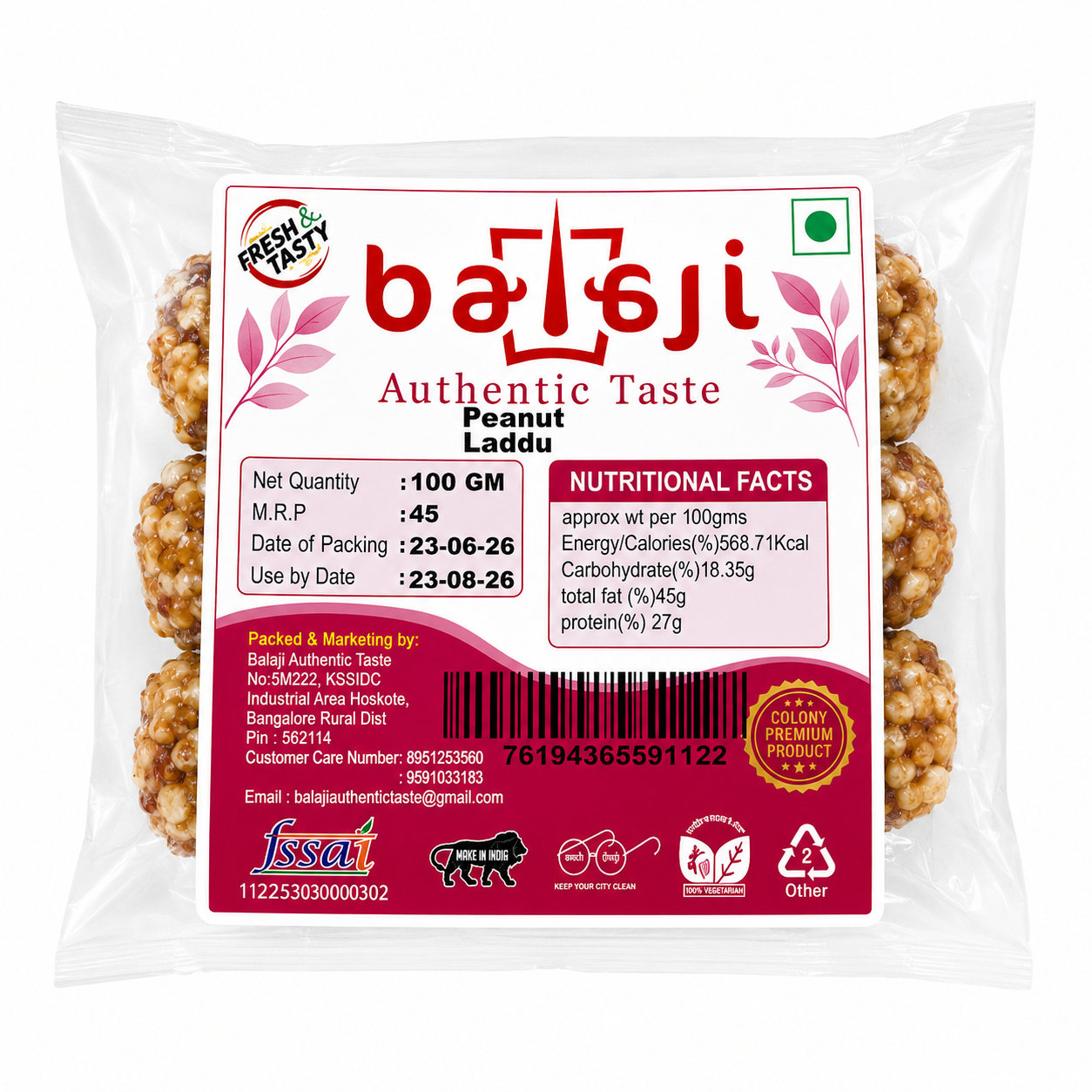 Balaji Authentic Taste Peant Laddu, 100g