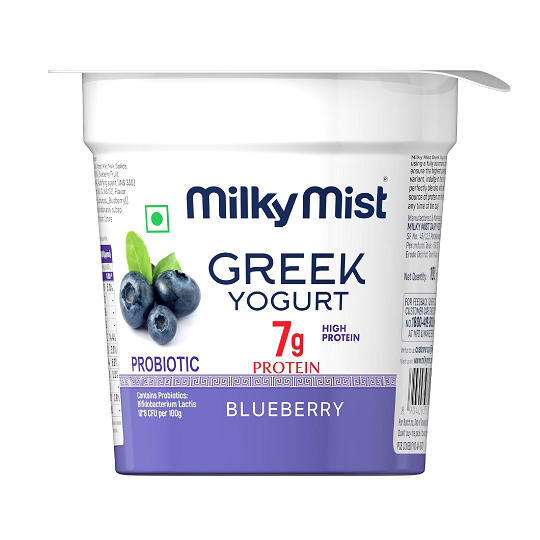 Milky Mist 7g Protien Greek Yogurt Cup - Bluberry, 100g