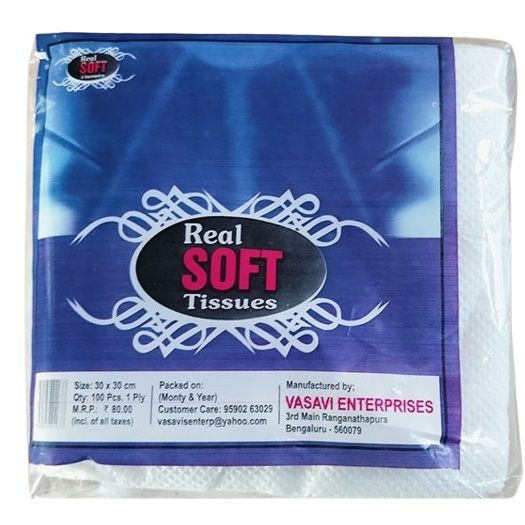 Real Soft Tissue Paper 1 Ply, 100 Sheets (30cm X 30cm)