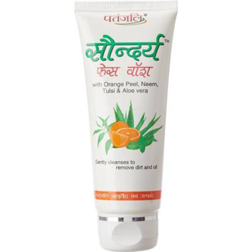 Patanjali Saundarya Face Wash - Orange Peel, Neem, Tulsi & Aloevera, 100g