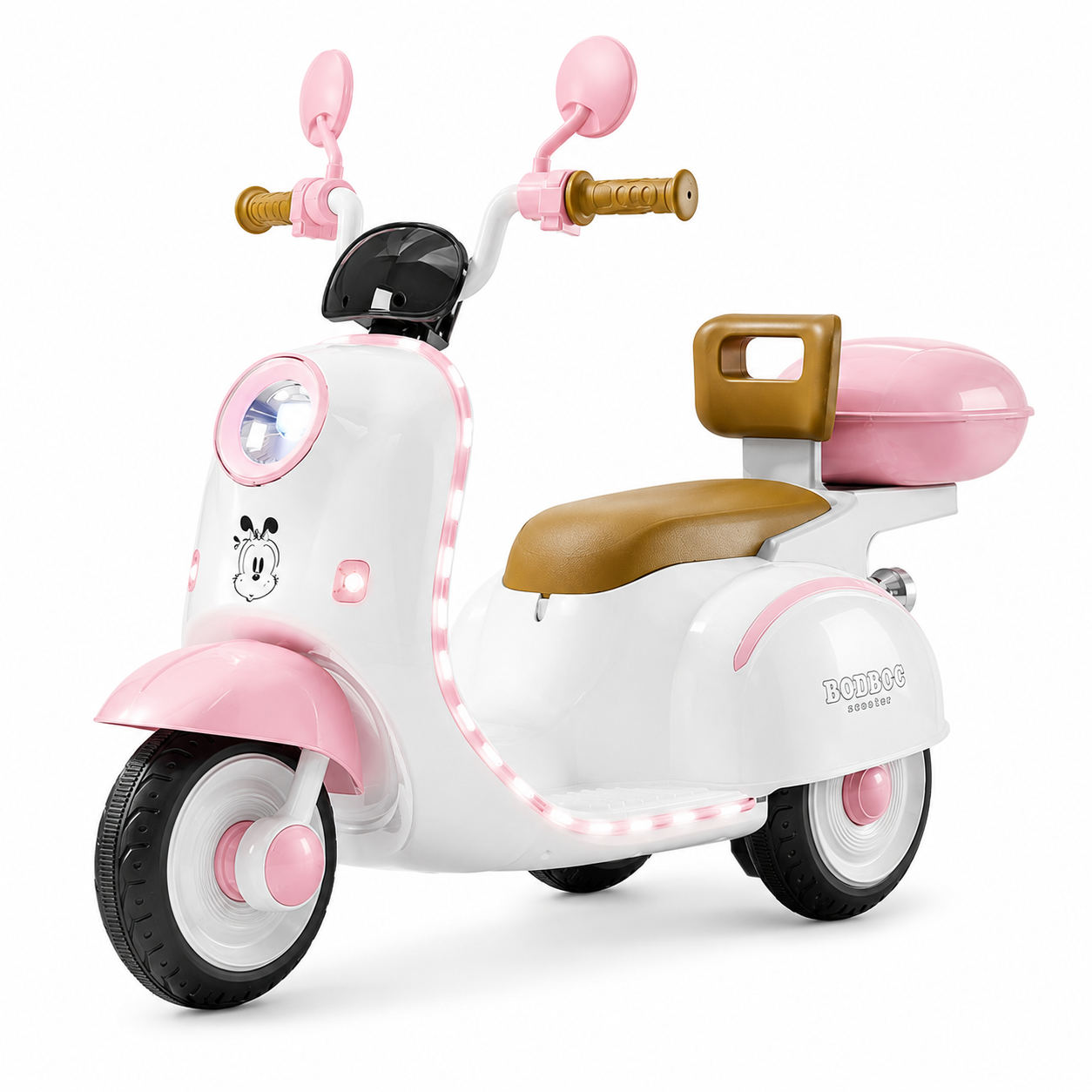 Kids Electric LED Lights Retro Ride On Scooter, 1pc