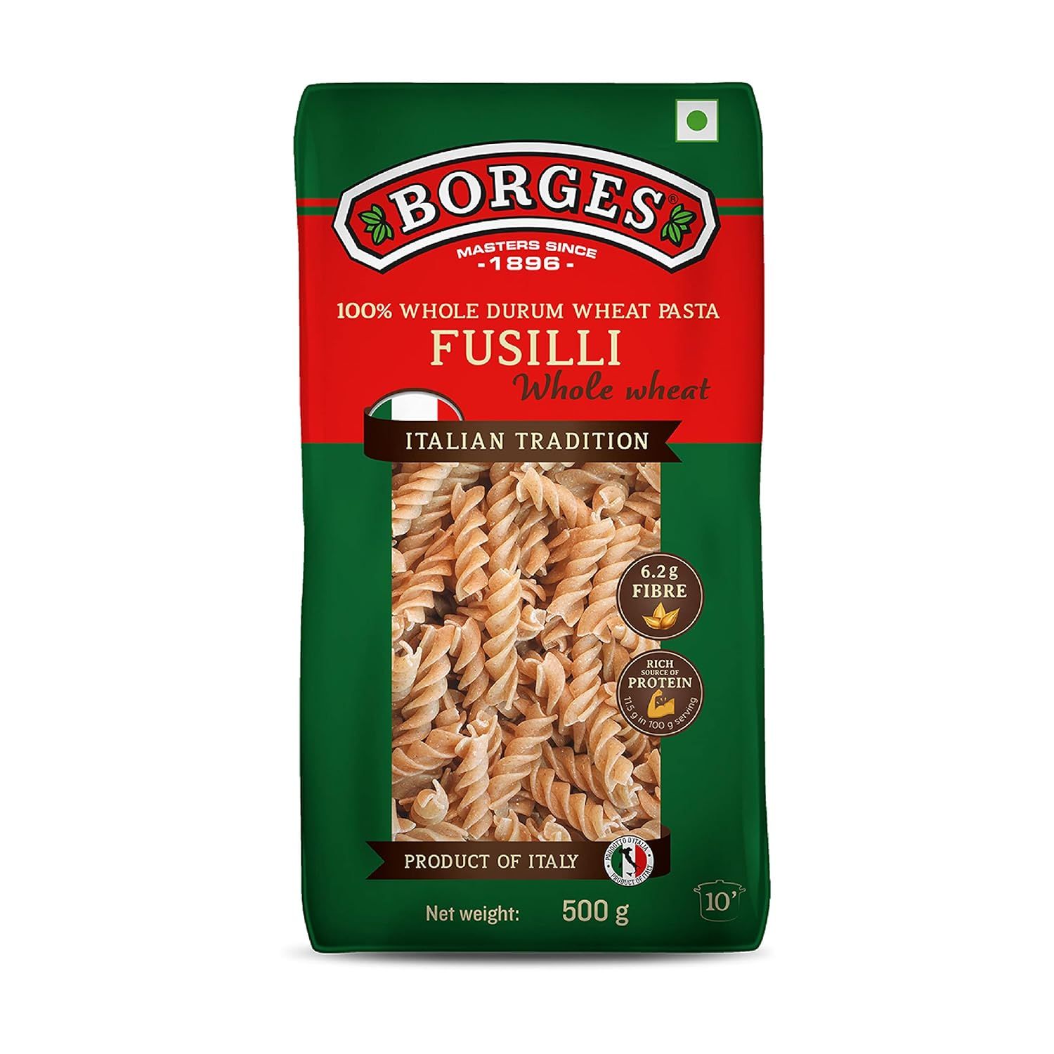 Borges Whole Wheat Fusilli Pasta, 500g