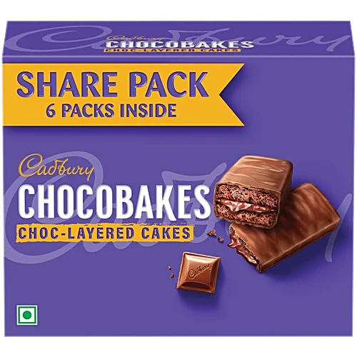 Cadbury Chocobakes Choclayered Chocolate Cake, 114g (Set of 6)