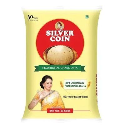 Silver Coin Chakki Atta Pouch, 1kg