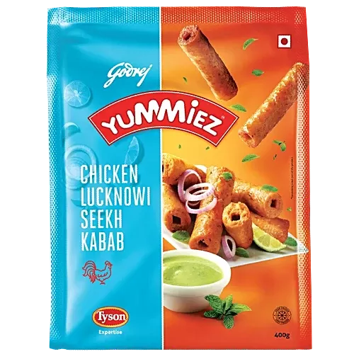 Godrej Yummiez Chicken Kabab Pouch - Lucknowi Seekh, 400g