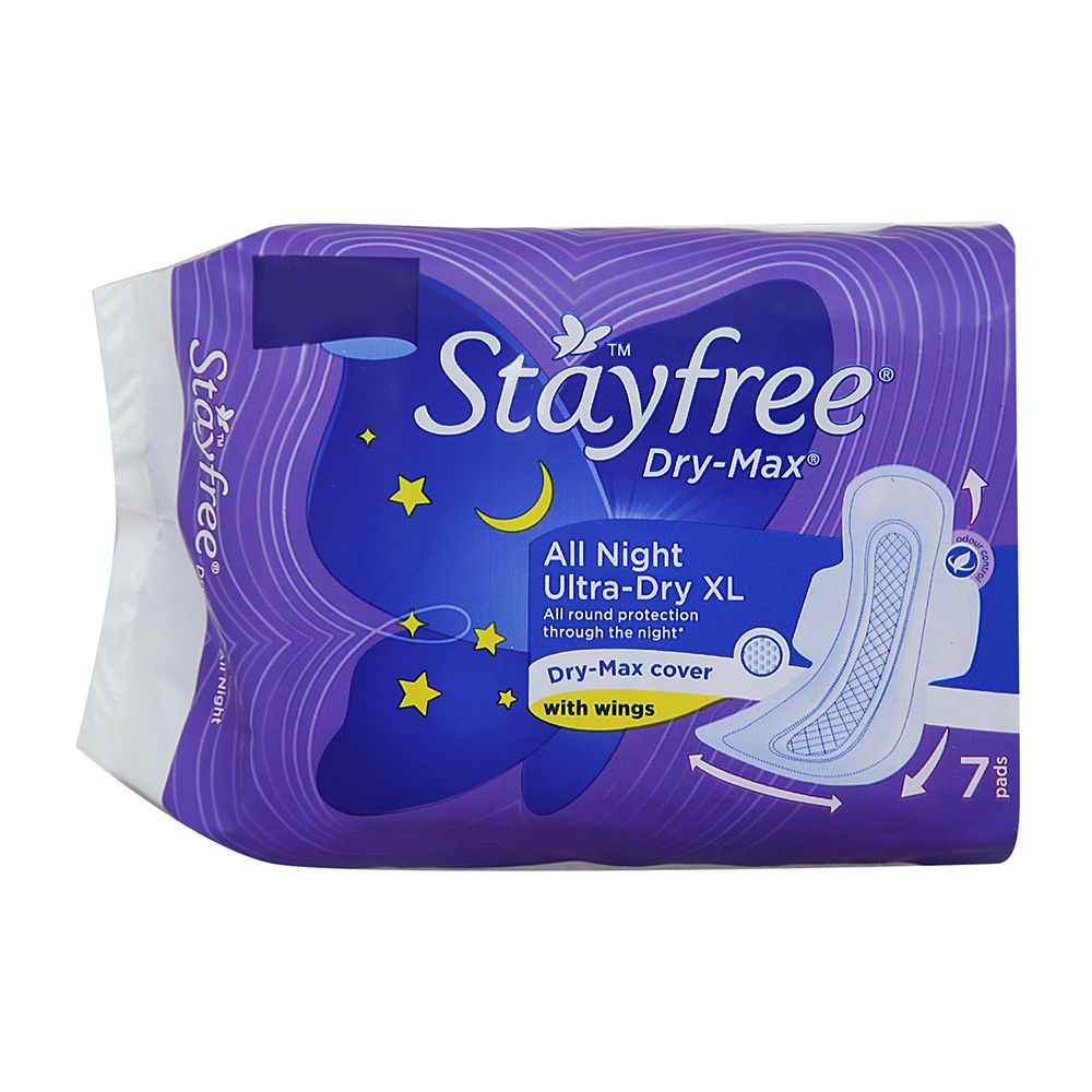 Stayfree Dry Max All Night Sanitary Pads - XL Wings, 7pc