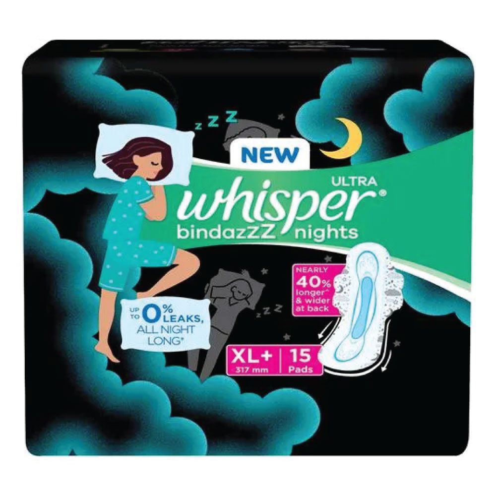 Whisper Ultra Overnight Sanitary Pads - XL+, 15pcs