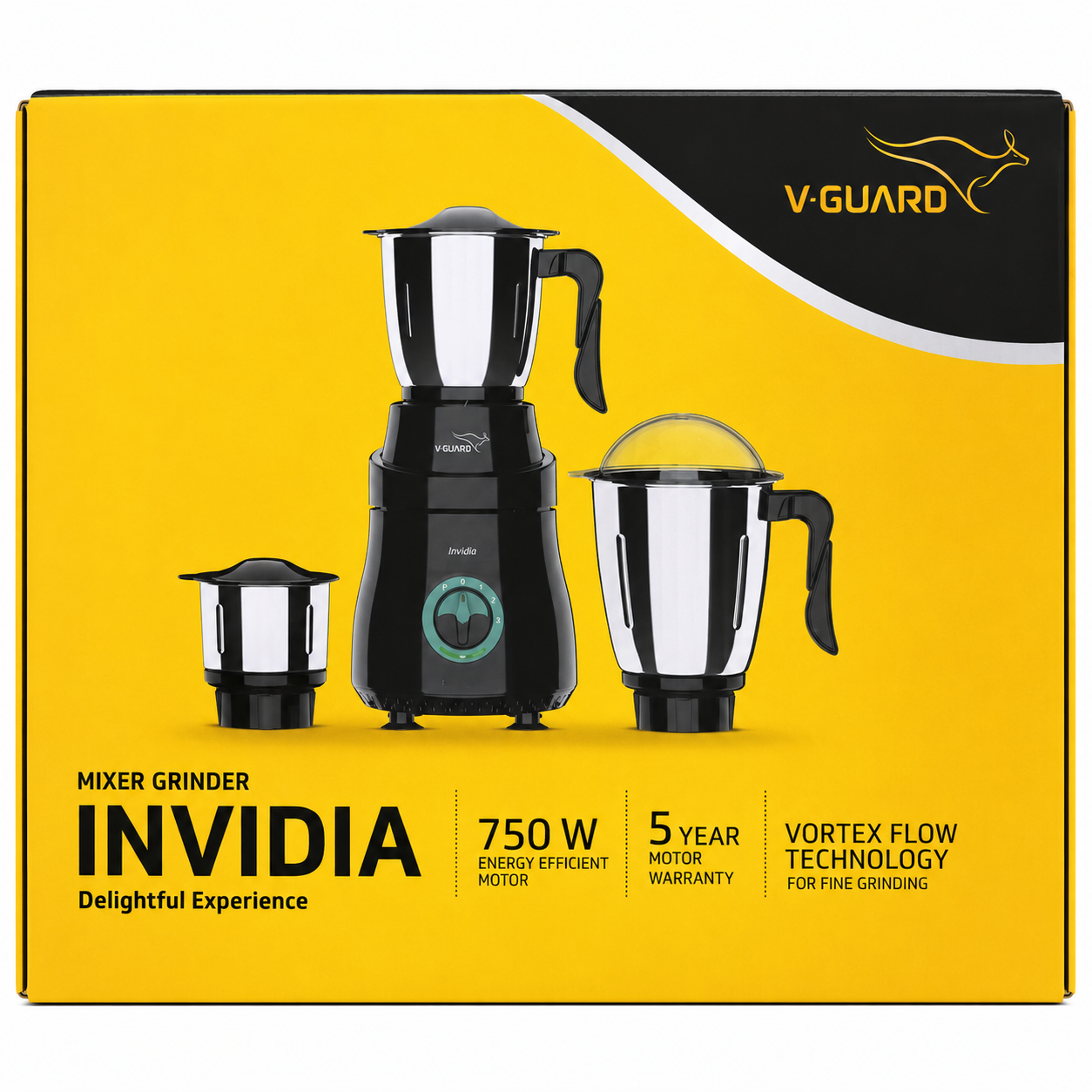 V-Guard | Invidia | Mixer Grinder, 3 Jars (750W, Pageant Blue Red)