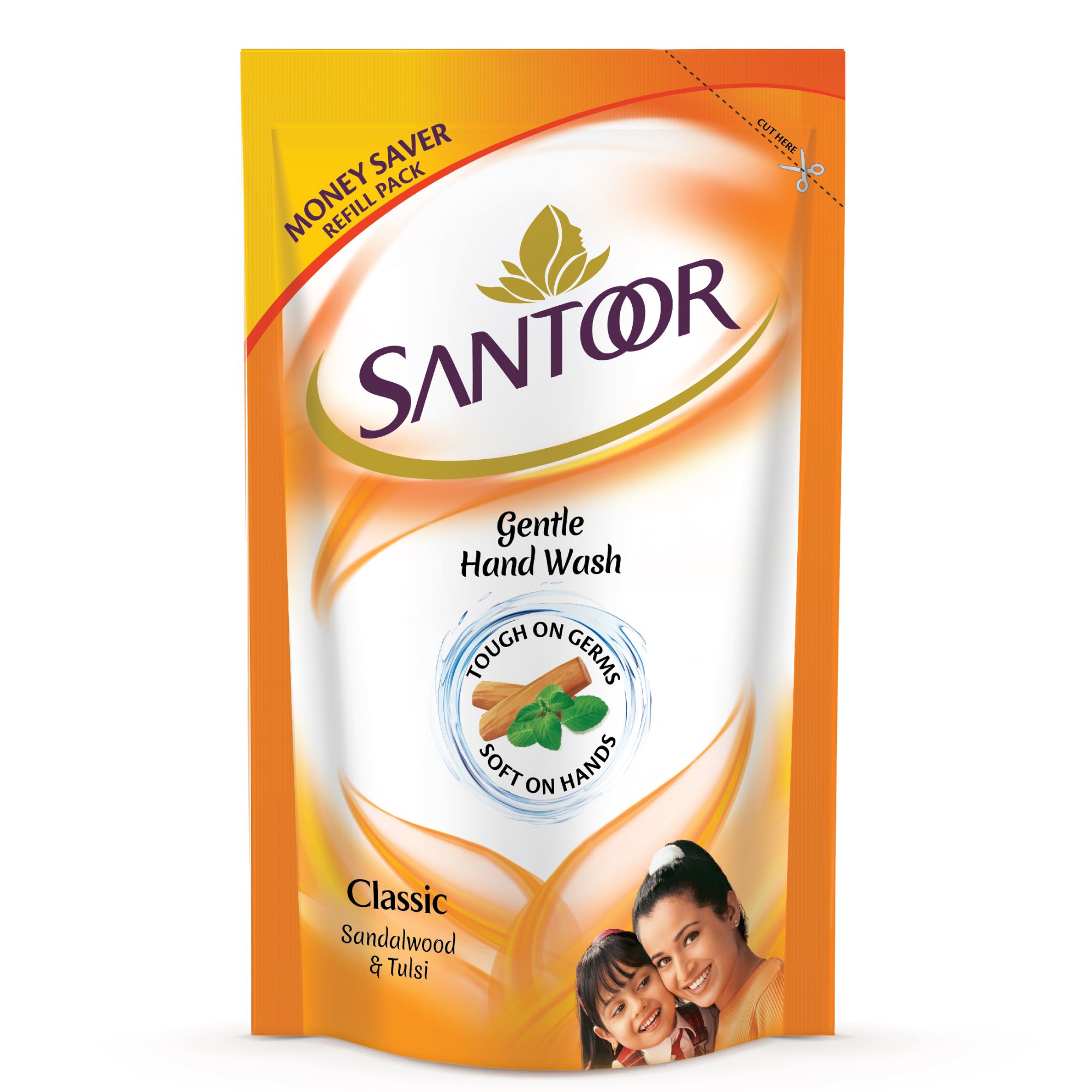 Santoor Classic Hand Wash Refill - Sandalwood & Tulsi, 180ml