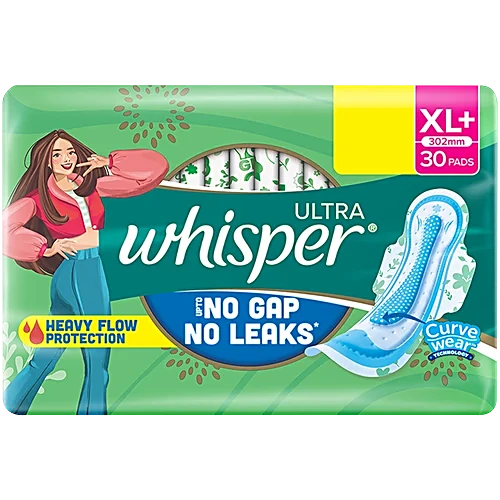 Whisper Ultra Clean Sanitary Pads - Odour Lock Gel, XL+, 30pcs (Offer) (IA)