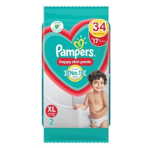 Pampers Happy Skin Baby Diaper Pants - XL, 2pcs