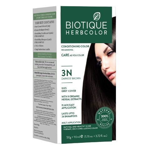 Biotique Bio Herbcolor - 3N Darkest Brown, 50g+110ml
