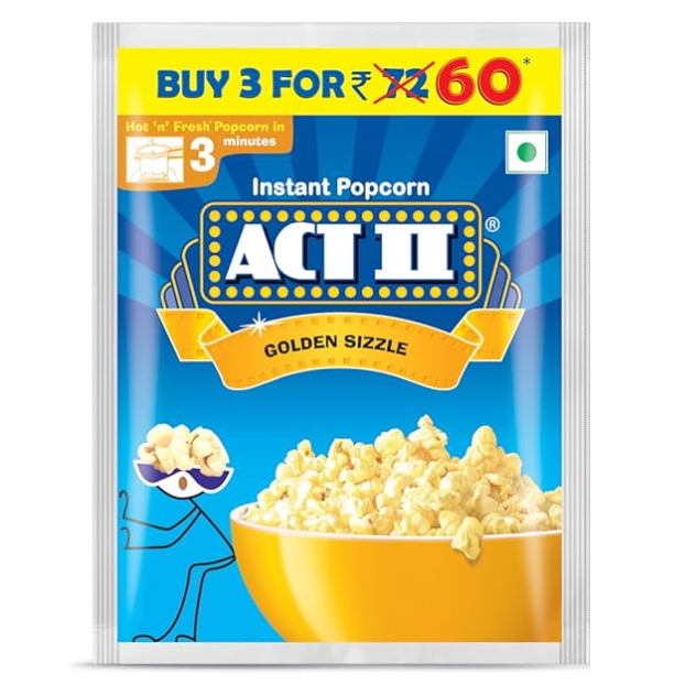 ACT II 3 in 1 Instant Popcorn - Golden Sizzle, 165g