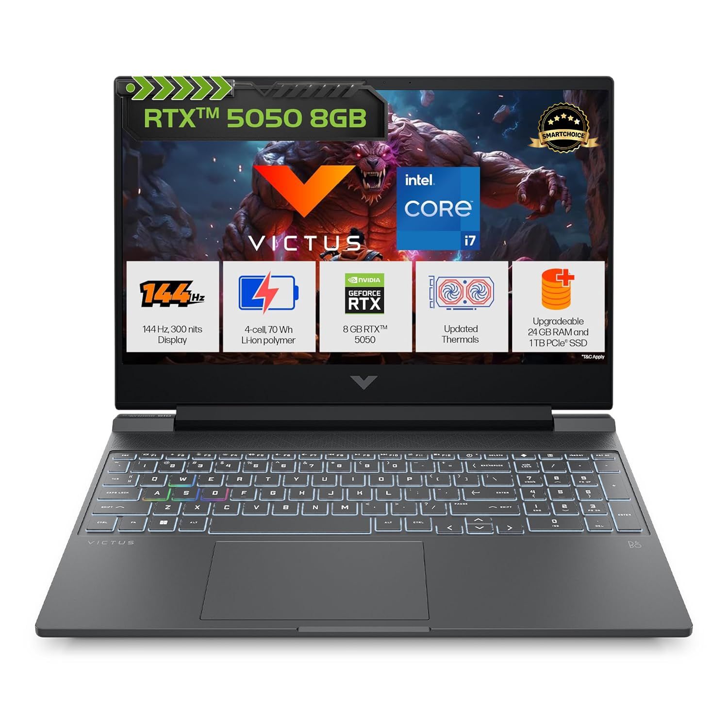 HP | Victus | Full HD Gaming Laptop (15.6 inch, 2.3kg, Intel Core i7, 24GB, 1TB, Mica Silver)