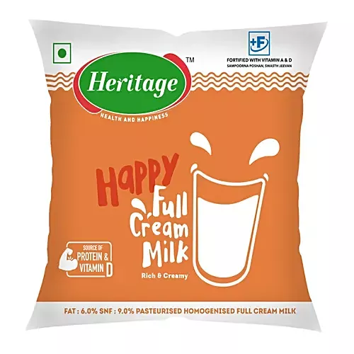 Heritage Full Cream Milk Pouch, 500ml