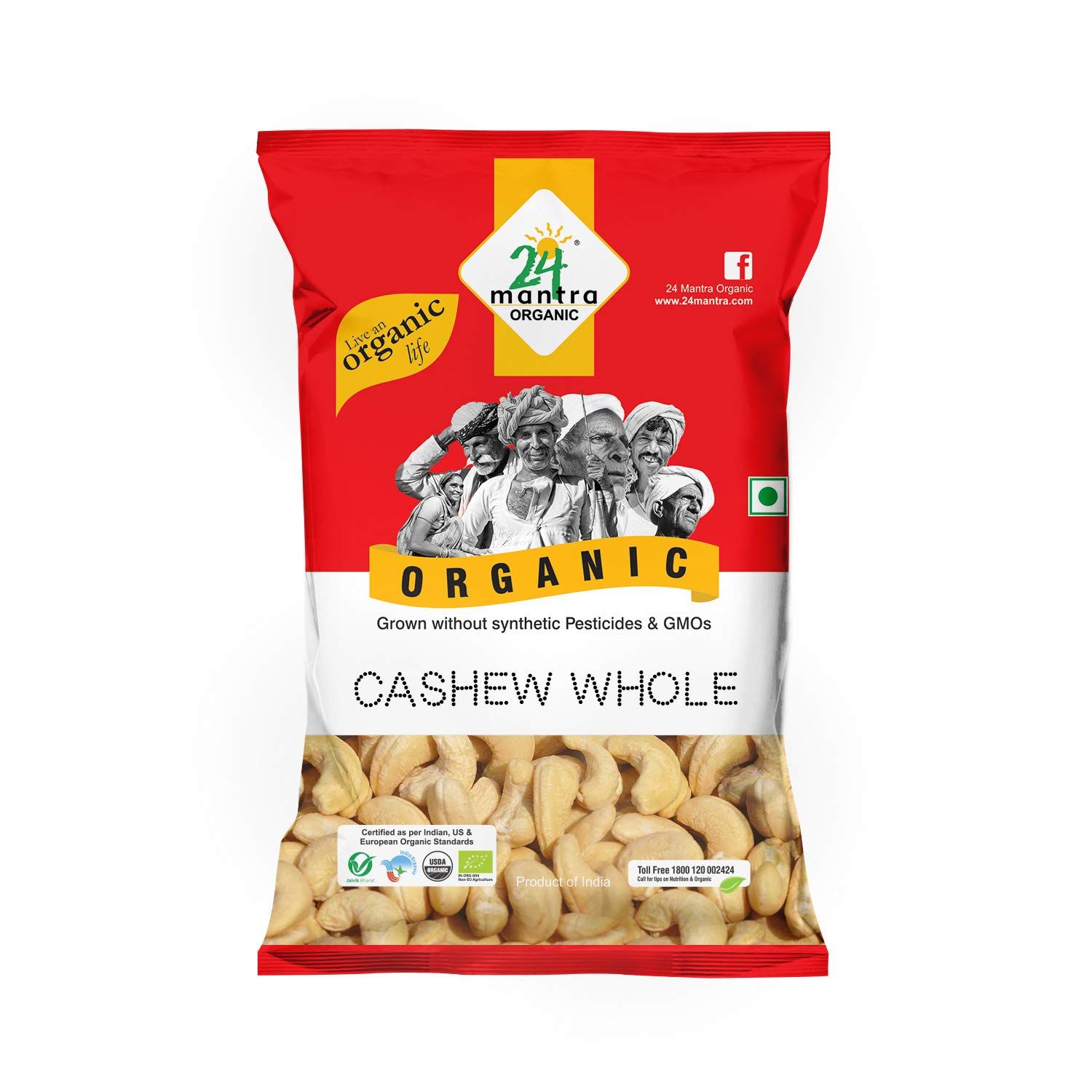24 Mantra Organic Dry Fruits - Cashew Whole, 100g