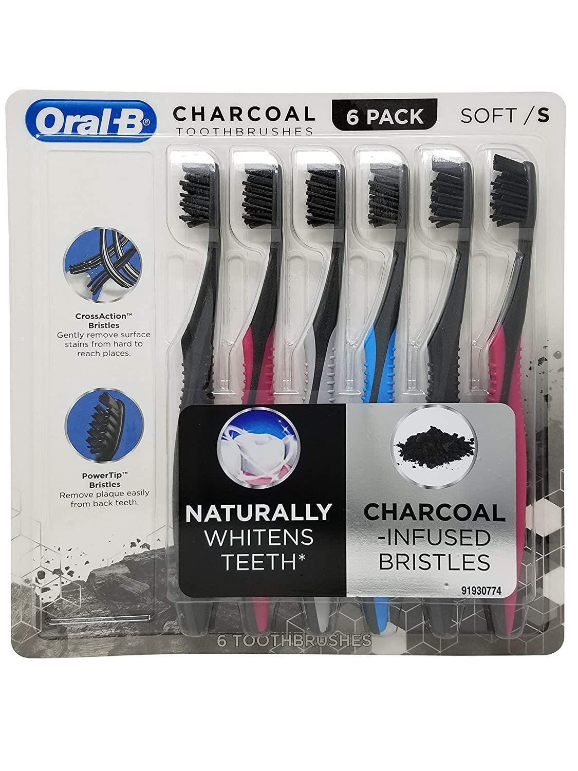 Oral-B Cavity Defense Toothbrush Charcoal - Soft, 6pcs
