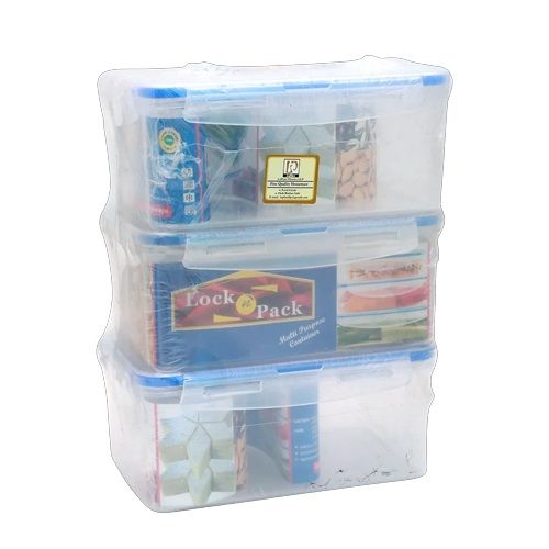 Laplast Lock N Pack Containers Assorted - Transparent, 1.5L (3pcs)