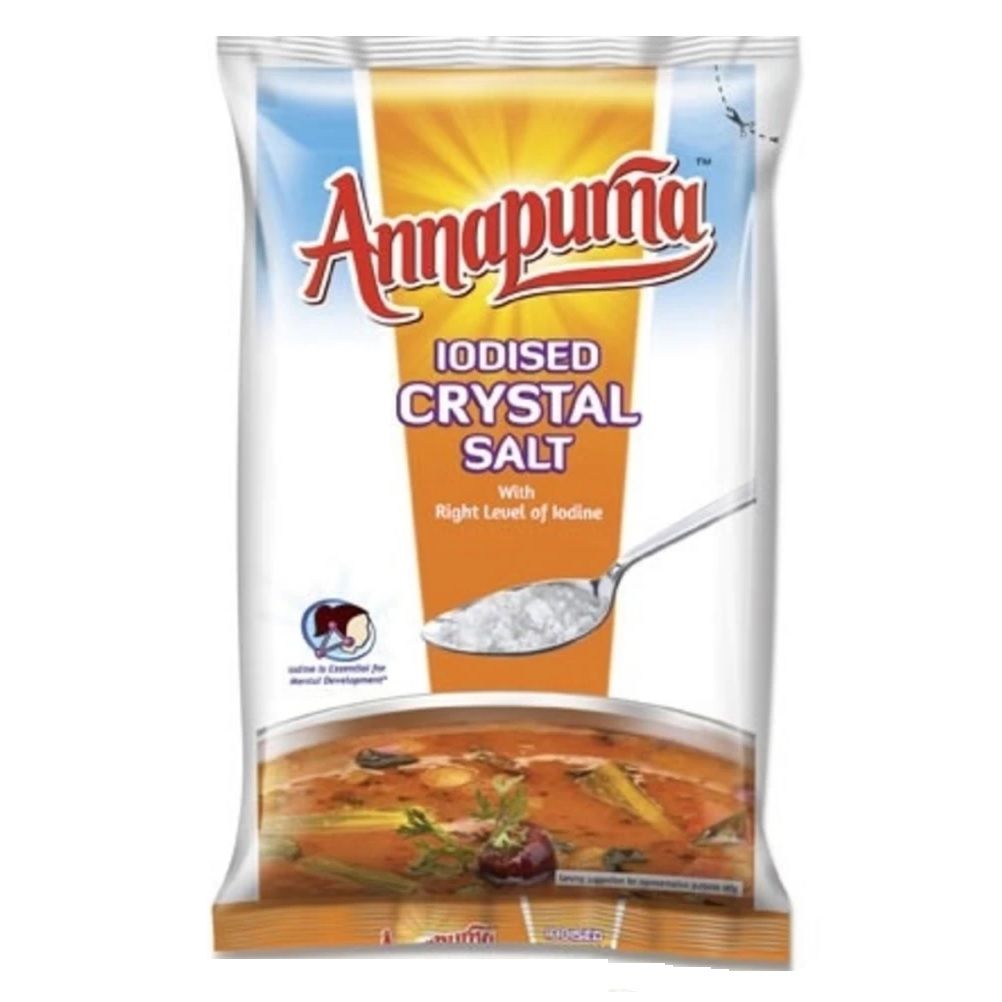 Annapurna Iodised Crystal Salt Pouch, 1kg