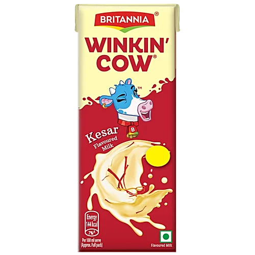 Britannia Winkin Cow Flavoured Milk Tetra Pack - Kesar, 180ml